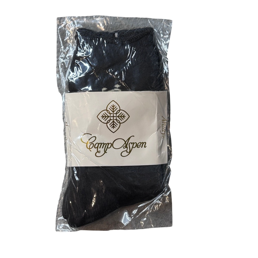 Camp Aspen Socks Unisex OS Charcoal Gray Snowflake Knit Cotton Blend Ribbed